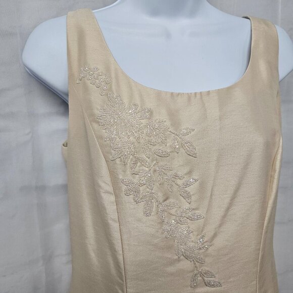 Vintage Talbots Dress Cream Beaded Silky Sleeveless Formal Wedding 6P - Picture 3 of 14